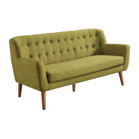 OSP Home Furnishings MLL53-M17 Mill Lane Mid-Century Modern 68” Tufted Sofa in Green Fabric